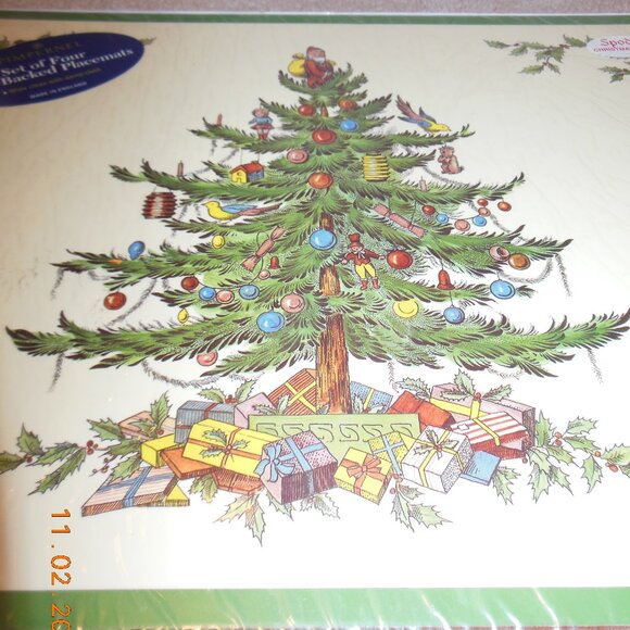 SEALED 4 NIP Spode Christmas Tree Pimpernel Placemats Cork made in England UK - Picture 3 of 5